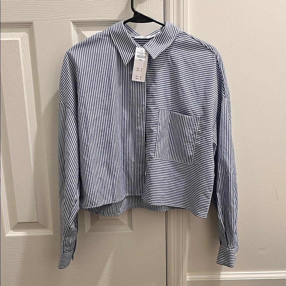 Abercrombie & Fitch Cropped Striped Button Down Shirt